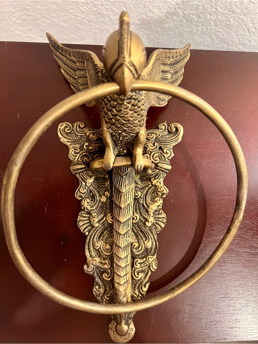 🦜 Solid Brass Parrot Towel Ring | Handcrafted India Vintage Antique Wall Decor